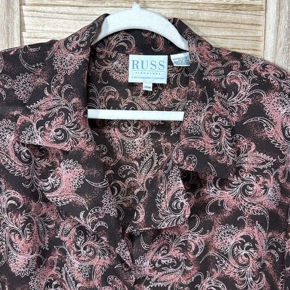 Russ Women's Blouse - Black and Brown Paisley 20W - Picture 5 of 10